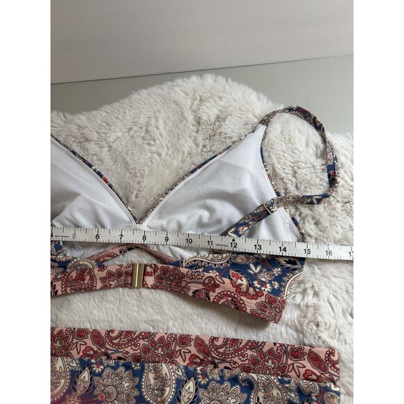BODEN Arezzo V-neck Bikini Top True Navy, Paisley Terrace & Matching Bottom 8-10 - Picture 5 of 10